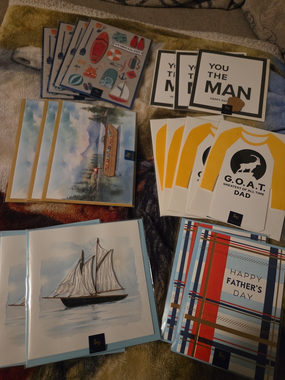Assorted 18 Father's Day Niquead Greeting Cards - Blue, Yellow, White